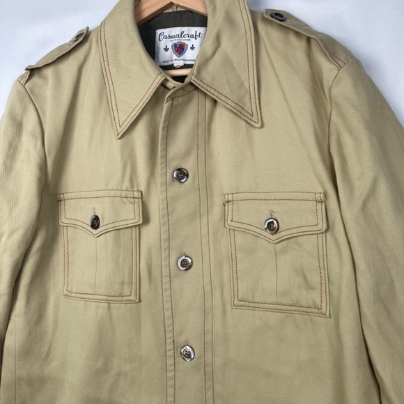 Vintage Casualcraft New York Jacket Weatherwear Kahki Button Down Size 42 - Picture 1 of 7